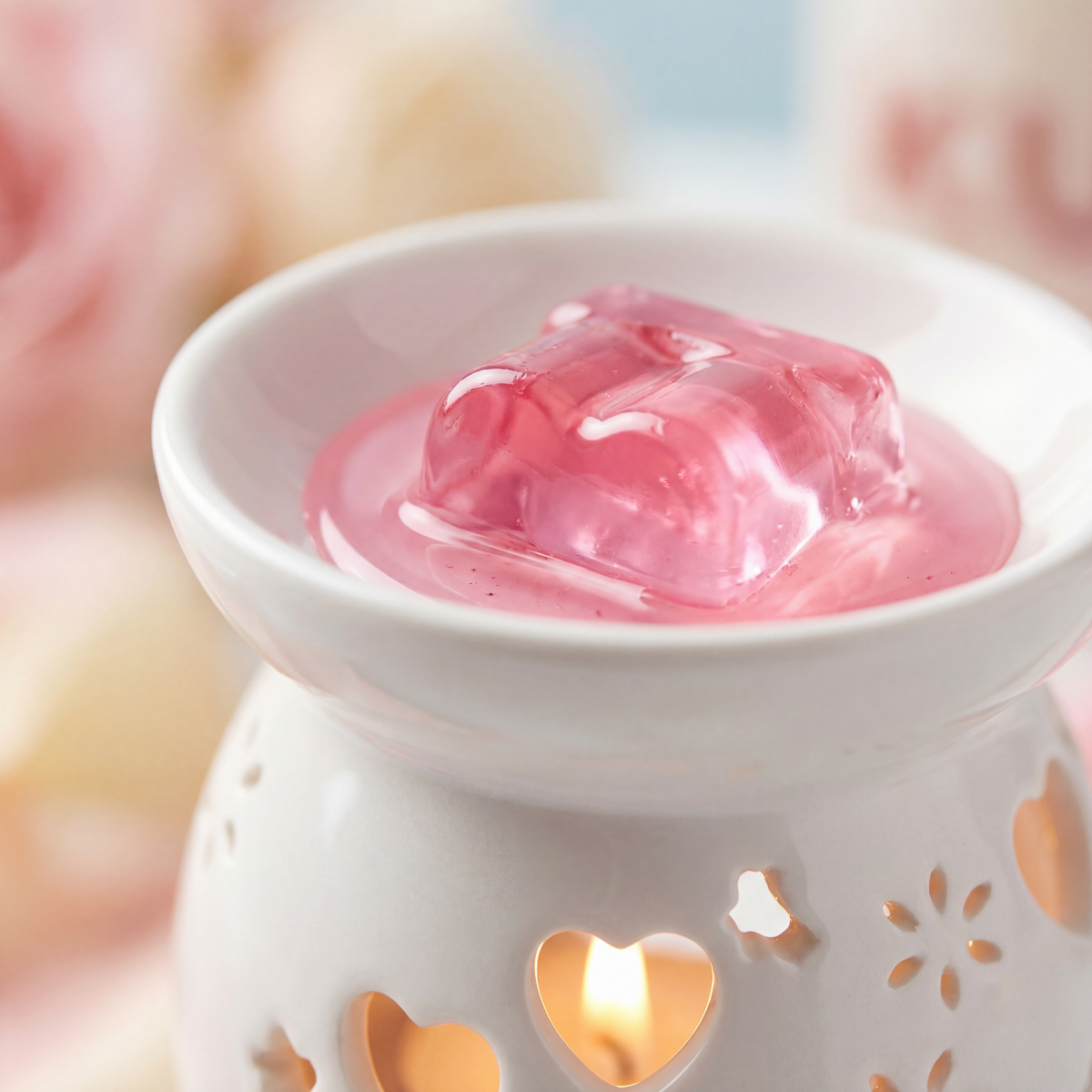 Cube de jelly wax fondant dans un brûle-parfum